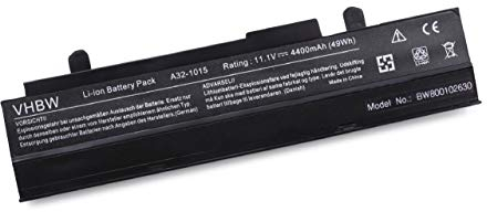 Batteria vhbw Li-Ion 4400mAh (10.8V) nero compatibile con Notebook Laptop Asus Eee PC 1215B, 1215N sostituisce A32-1015, A31-1015, AL31-1015, PL32-1015.