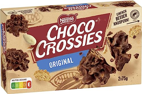 Nestlé CHOCO CROSSIES Original, krosse Flakes und knackige Mandeln, umhüllt von zartschmelzender Milchschokolade, 1er Pack (1 x 2 à 75g)