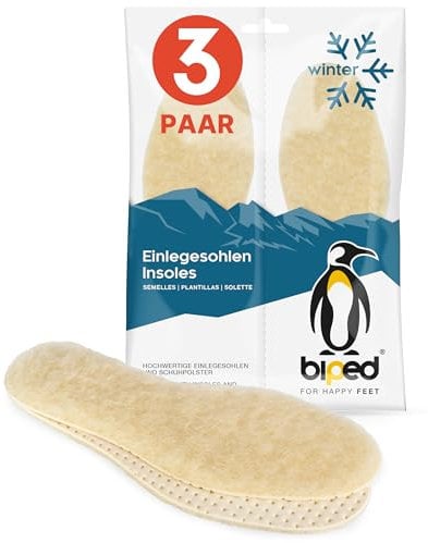 biped 3 Paar Winter Einlegesohlen mit Lammwolle - Warme Sohlen für Schuhe - Extra weiche Schuh Einlagen für Damen und Herren z2389(43)