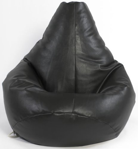 Beautiful Beanbags - Kids Highback Gaming Beanbag Chair - Faux Leather, Black