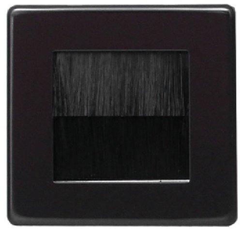 K M Electronics® Single Width Brushed Cable Entry/Exit Faceplate Black
