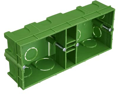 Boite de derivation electrique - boite derivation - Boite de derivation etanche exterieur -Debflex - Boîte 2 Postes Horizontaux/Profondeur 40mm / Entraxe 80 à 83mm / Maçonnerie - Vert