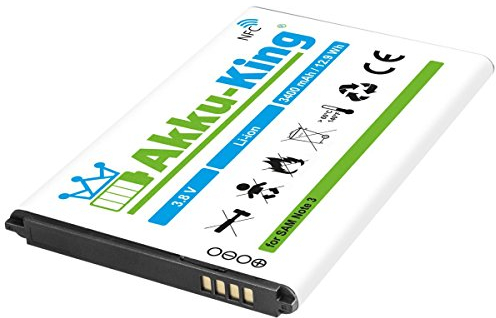 Akku-King Akku kompatibel mit Samsung B800BE, B800BK, B800BU - Li-Ion 3400mAh - mit NFC - für Galaxy Note 3 SM-N9005, N9002, N9000, N9007