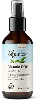 Organic Vitamin E Oil 36,000 IU by Sky Organics (118 ml) Vitamin E Oil - Moisturizing Treatment Oil with Jojoba & Rosehip for Scars & Stretch Marks