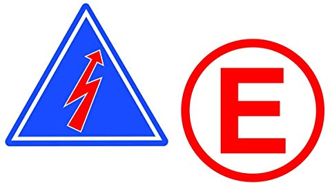 24/7stickers #398 / 2X Rrennsport Aufkleber je ca. 7 x 7 cm E Elektro Pfeil Emergency Racing Rennwagen Motorsport Sticker Tuning Rennen Rally