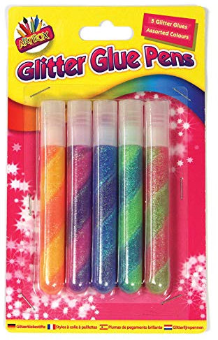 Art Box 5 Swirl Glitter Glue Pens, Various, 190mm by 115mm by 13mm