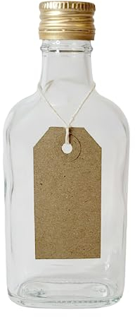 DIAH DO IT AT HOME Glass Bottles Flask 200ml with Gold Screw Caps and Tags Set of 10 Home Brewing Storage DIY Craft