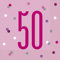 Dazzling 50th Glitz Pink & Silver Luncheon Napkins (16cm) - Soft & Chic Sparkling Design - Perfect for Celebrations & Events - 16ct
