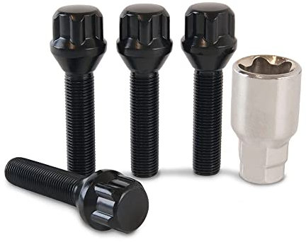 Extended 45mm Black Chrome Locking Bolts for Citroen DS3 with Aftermarket Alloys PN.SFP-B2245B220