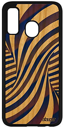 utaupia Coque pour Samsung A40 Bois Silicone Illusion d'optique Pas Cher Effet Smartphone Housse Graphique Bleu Art visuel Tourbillon 3D Galaxy