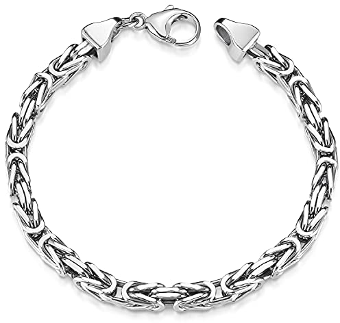MATERIA Königskette Silber Herren Armband 20cm 5,4mm 31,5g diamantiert rhodiniert SA-10-20 cm