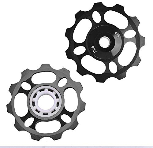 Umwerfer-Umlenkrolle, Aluminium-abgedichtete Lager-Stützräder Teile Umwerfer-Umlenkrolle Scram-Teile für Fahrräder(Schwarz)