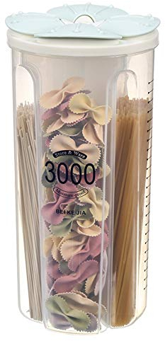PDOOR Airtight Food Storage Container, Leak-Proof Plastic Dry Cereal Dispensers Containers with Durable Lids for Flour, Sugar, Rice - 3L/4 Grid, Green