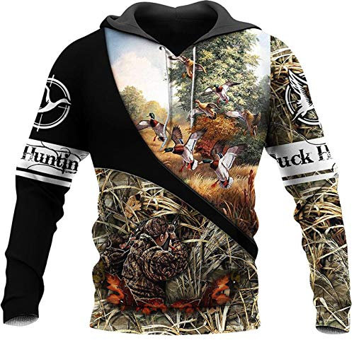Canard Chasse Camo imprimé 3D Hommes Veste zippée Sweat à Capuche Unisexe Automne Hiver vêtements Hoodie S