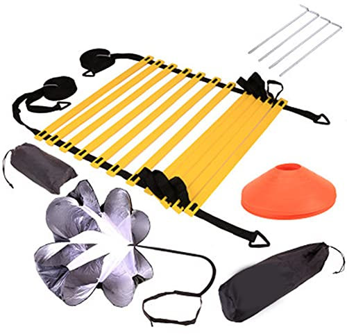 Syfinee Koordinationsleiter-Set für Fußball-Geschwindigkeitstraining, mit Widerstands-Regenschirm-Kegeln.