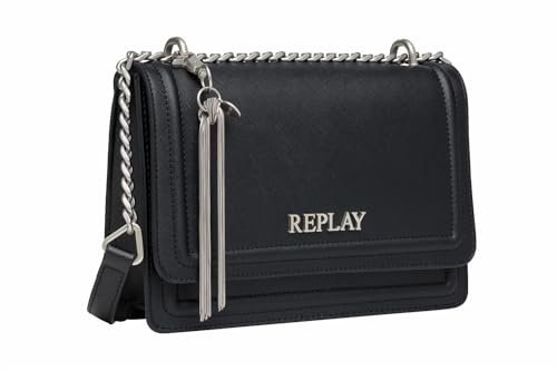 Replay Damen Umhängetasche aus Kunstleder, Black 098 (Schwarz), Onesize