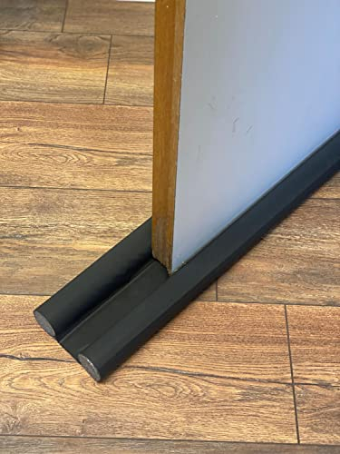 Zugluftstopper 100% PU Länge 96 cm zuschneidbar Windstopper Türdichtung, Farbe:Schwarz