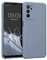 kwmobile Carcasa Compatible con OPPO A16 / A16s / A54s Funda - Bordes elevados anticaídas - Case de TPU y Silicona con Interior de Microfibra - Gris Azulado