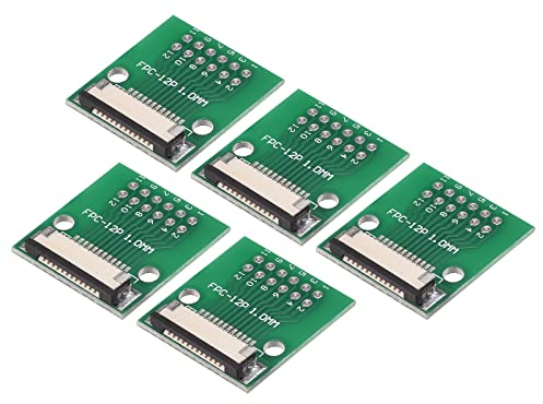 sourcing map FPC FFC Konverter-Steckerplatine 12P 1,0 mm auf Buchsenseite, Rückseite 0,5 mm auf DIP 2,54 mm für LCD 3D Drucker DVD TV Laptop Audio 5 Stück