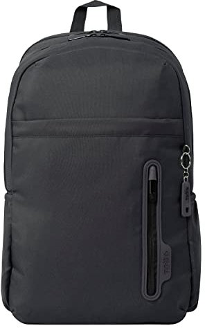 TOTTO - Mochila para Ordenador Portátil de 14 Pulgadas, Modelo Ajiman, 3 Compartimentos, 2 Bolsillos para Botella, Espaldar Ergonómico, Correas en S para Mayor Comodidad, Color Negro