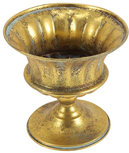 Baluue Vintage Eisen Urnenpflanzgefäß Blumentopf für Sukkulenten und Bonsai Robuster Gartenübertopf Retro Pflanzgefäß für Innen und Außendekoration Eisen Vielseitig Einsetzbar Rundes