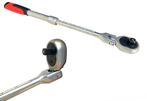 TANIASHOP Chiave a Cricchetto Telescopica con Attacco da 1/2 72 Denti Reversibile con Testa Snodata Regolabile Fino a 90° Cricchetto Allungabile Chiave a Sgancio Rapido