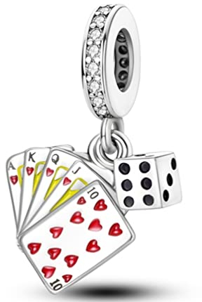 Streetculture Casino Poker Karten Chips Würfel Black Jack Poker - Charm 925 Silber Bettelarmband Anhänger Zubehör Geschenk Sterlingsilber