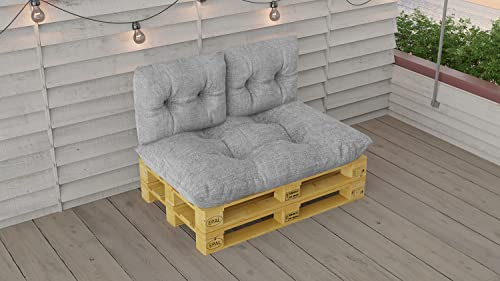 King Matratzen Palettenkissen Set für Europaletten wasserdicht sitzkissen rückenkissen Indoor und Outdoor 120x80 60x40 3 Farben (3ER Set HELLGRAU (11))