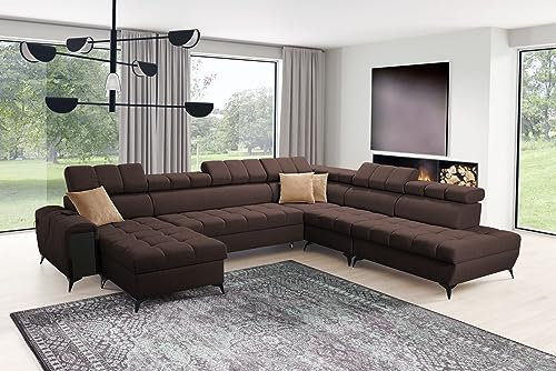 All4All Ecksofa Gonti X mit Schlaffunktion Bettkasten Schlafsofa Eckcouch Couch USB-Port Bett Wohnlandschaft 26 (Links, Avra 6)