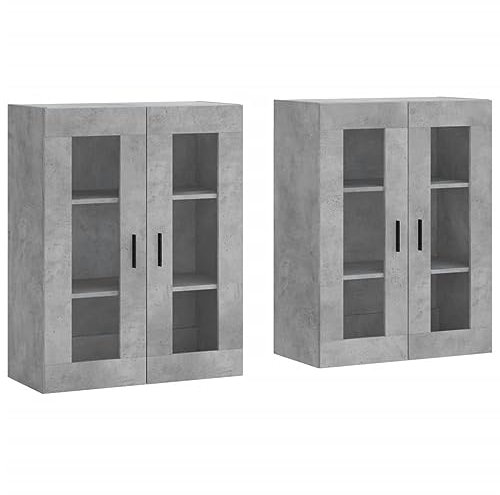 vidaXL Wandschrank 2 STK., Hängeschrank mit viel Stauraum, Sideboard für Wohnzimmer, Schrank Wandmontage Lagerschrank Kommode, Skandinavisch, Hochglanz Weiß Holzwerkstoff