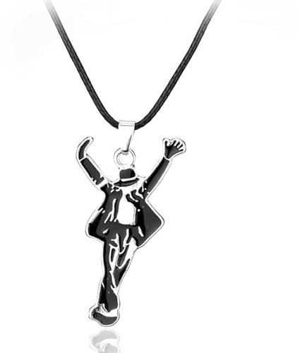 GAUEIOUR Michael Jackson Dance Logo Souvenir Necklace,World Dance King Alloy Pendant Cool Necklace,Classic Action Style Fashion Retro Necklaces