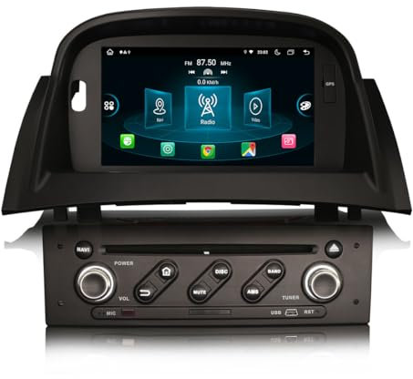 Erisin 7 pulgadas 8-Núcleo 4GB+64GB Android 13 Radio Coche Bluetooth GPS Navegación para Renault Megane 2 Estéreo de Automóvil Soporte CarPlay Android Auto DSP WiFi DAB+ USB DVD Reproductor RDS FM TDT
