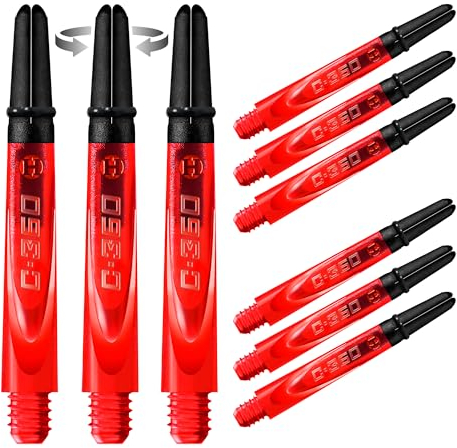 Harrows Darts 3 x Sets of Carbon 360 Dart Stems - 9 Dart Shafts in Total - Medium, Midi & Short (Rot, kurz)