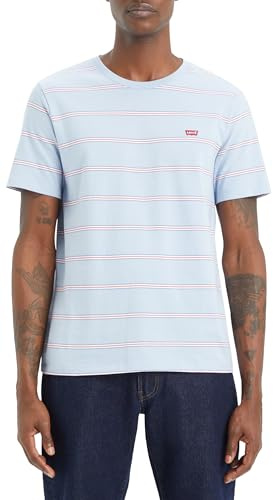 Levi's Men's SS Original Housemark Tee T-Shirt, Seaside Stripe Soft Chambray Jersey, XS