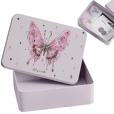 Niktule Schmuckschatulle aus Metall,Koreanische mädchen Cartoon Schmetterling Desktop aufbewahrungsbox,Desktop Organizer,kleine Schmuckbox,Schmetterlingsbehälter zum Basteln,Aufbewahrungsbox
