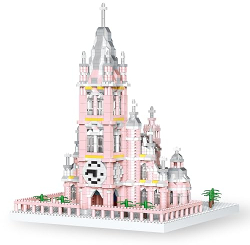 LULUFUN Architektur-Bausteine, rosa Kirche des Heiligen Herzens Jesus, Bauspielzeug, Mini-Bausteine, Spielzeuggeschenke für Kinder und Erwachsene (2500 Stück)