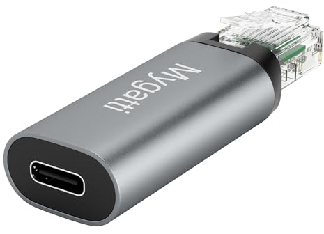 Adaptateur Ethernet USB-C Mygatti, USB-C vers RJ45, Compatible avec iPad, Laptop, Portable, Gris