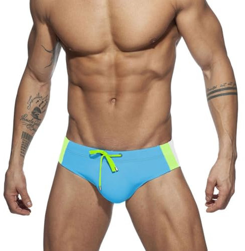 RQPYQF Costume Slip Uomo, Costume Mare Uomo Slip Piscina Costume Nuoto Slip Costume Uomo Swimming Brief Coulisse Regolabile Taglia M - XXL YK2409 (Azzurro, Azzurro)