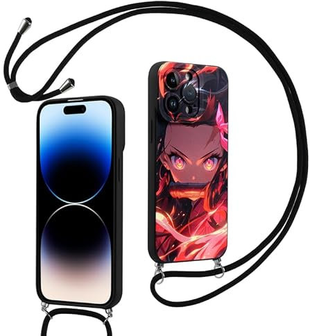 LunarDrift Lanyard Handyhülle für iPhone 11 Hülle 6.1 Zoll, Anime Kimetsu No Yaiba Nezuko Manga Junge Muster mit Band zum Umhängen Kette Schutzhülle Bumper Stoßfest Dünn Case, 06