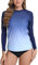 SURFEASY Womens Rash Vest Long Sleeve Ladies Sun Protection Swim Shirt Rash Guard Tops Swimsuit (Navy Gradient,M)