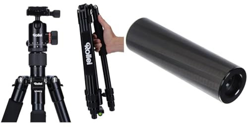 Rollei C5i - kompaktes, leichtes, Allround Fotostativ aus Aluminium mit Kugelkopf und Stativtasche & Kurze Mittelsäule für Rollei C5i Carbon Stativ, die perfekte Erweiterung