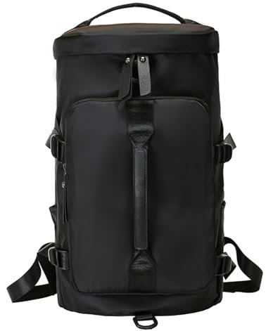 Sporttaschen, große Sporttasche mit Schuhfach und trocken nass getrennt, leicht, mehrere Fächer, Unisex, wasserdicht, Turnbeutel für Damen und Herren, mit Schuh- und Nassfach, Schwarz , Sport-Seesäcke