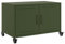vidaXL TV Cabinet Stand - Olive Green Media Unit - Cold-Rolled Steel - Living Room Storage - 2 Doors - Movable on Wheels - 68x39x43.5 cm