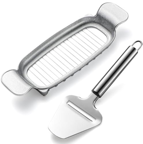 Calicage Butter Slicer,Cheese Slicer Handheld,Cheese Slicer Kit,Cheese Slicer Block Cheeses for Kitchen (Silver + spatula)