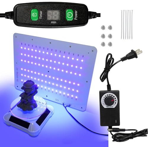 Upgrade 48W Smart Control UV-Licht für Harzhärtung mit Solar Drehteller 360° drehbarer Ständer UV-Aushärtungslicht Kompatibel mit Anycubic Elegoo SLA DLP LCD DIY 3D Drucker Aushärtung Harz Gehäuse