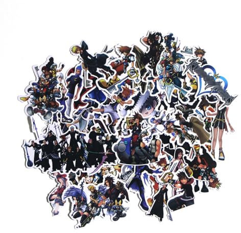 Kingdoms Hearts Stickers, 50 Pcs Anime Figure Vinyl Waterproof Sticker Decals for Party, Water Bottle Scrapbook Laptop Skateboard Computer for Teens Fans