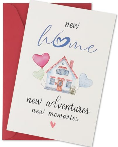 XIHIRCD Karte zum Neuen Zuhause, 20,5x13,5cm Karte zur Neuen Haus mit Umschlag Grußkarte zur Einweihung Geschenkkarte zur Einweihung Home Sweet Home (Rot)