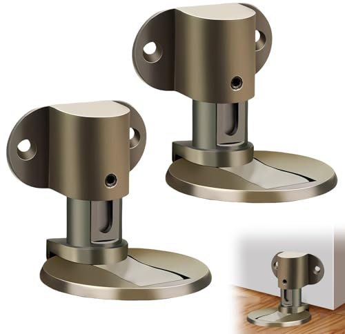 TenaLucy 2 Piezas Tope de Puerta Magnetico,Tope puerta magnetico tope puertas Suelo para puerta Retenedor Ajustable,con Adhesivo 3M y Tornillo (cobre)