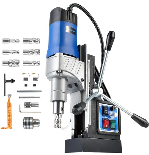 ZELCAN 1550W Trapano Magnetico con 6 Punte 13000N Trapano a Colonna Magnetico Portatile a Diametro di 50mm con 580 rpm Controllo Reversibile Velocità Continuo per Superfici Metalliche