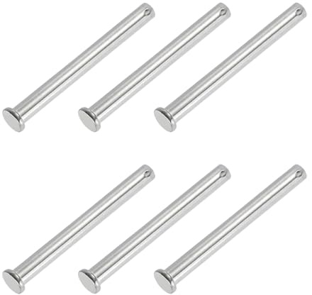 PATIKIL 6 Stück 110mm Lange Steckbolzen 10mm Durch. Flachkopf Edelstahl Bolzen mit Loch 3,2mm Durch. Einlocher Sicherungsbolzen für Industrie Maschinenbau Anhänger Scharnier Möbel, Silber